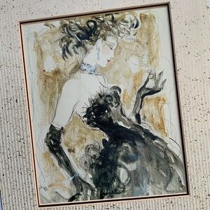 Chic Lady in Black Matted Print